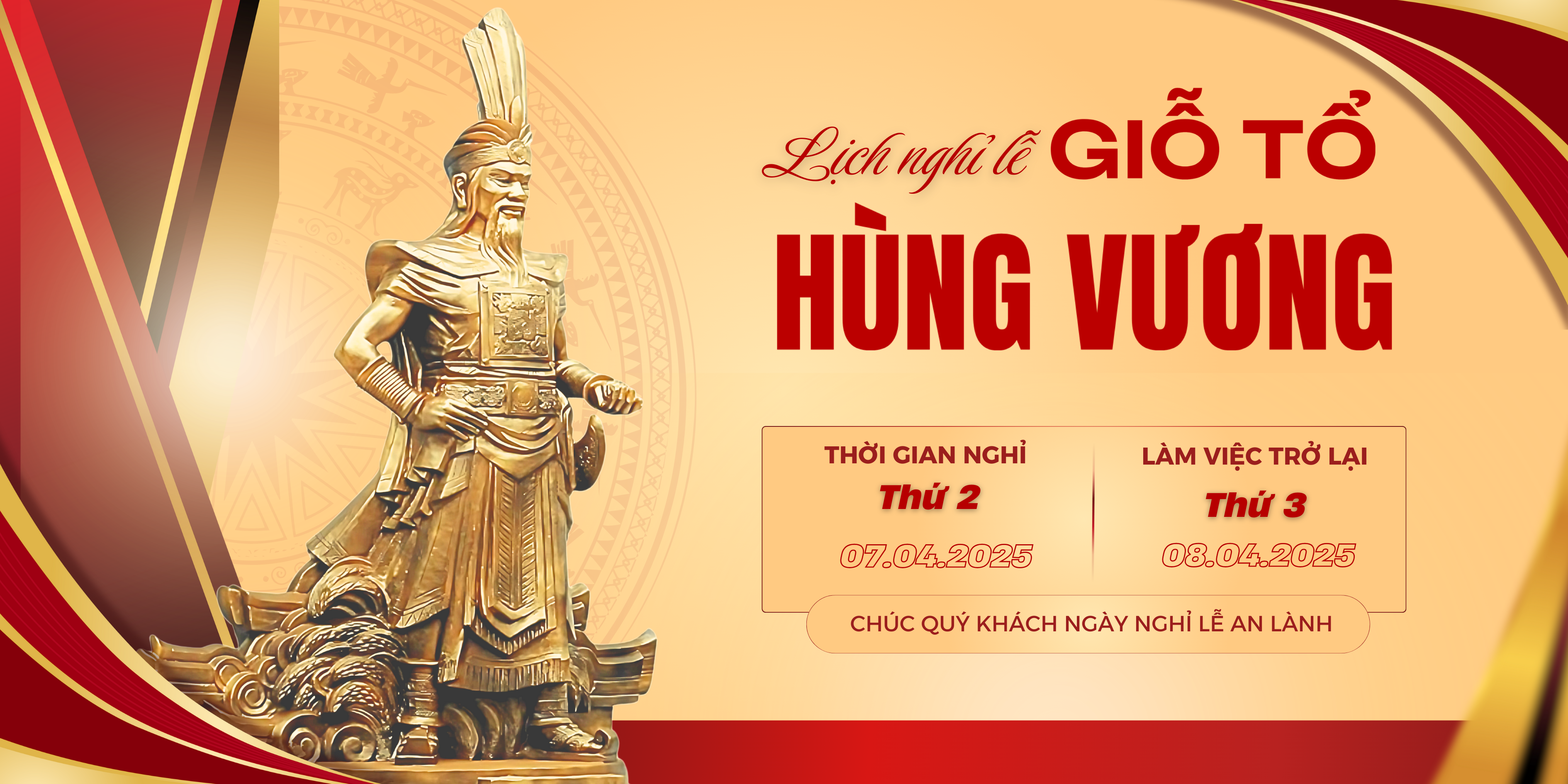 Thông báo lịch nghỉ lễ Giỗ tổ Hùng Vương